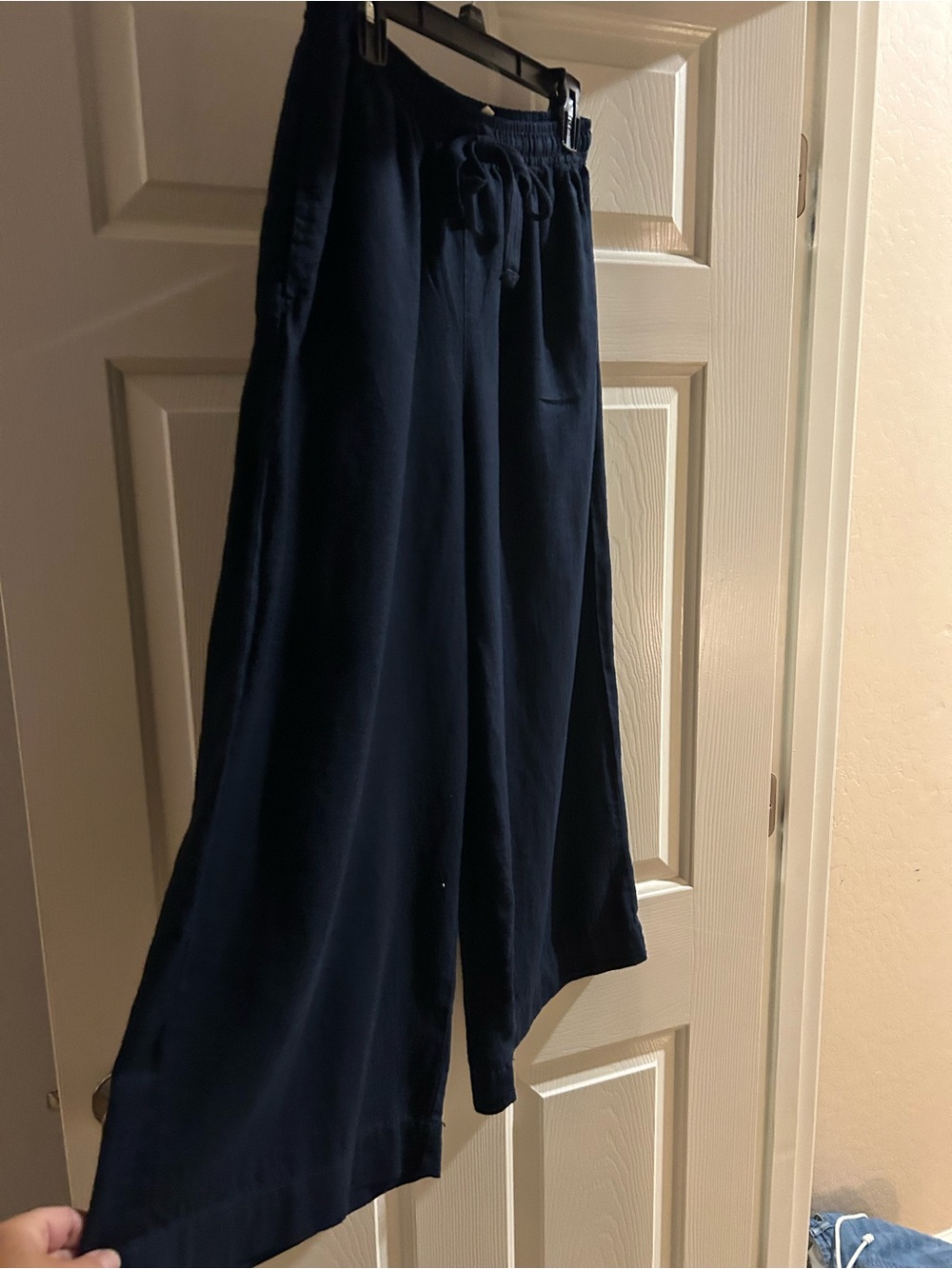Max Studio Navy Wide-Leg Drawstring Pants